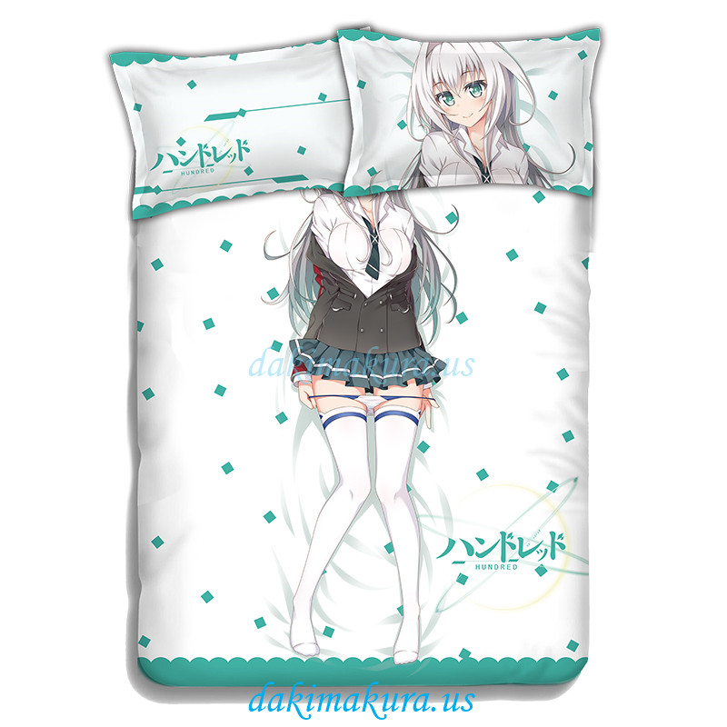 Emilia Hermit-Hundred Anime 4 Pieces Bedding Sets,Bed Sheet Duvet Cover with Pillow Covers